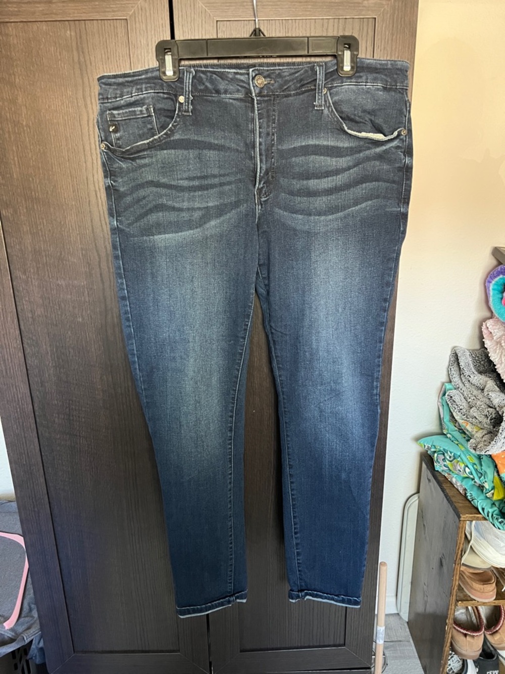 KanCan Dark Blue Skinny Jeans with Subtle Whiskering